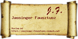 Jassinger Fausztusz névjegykártya